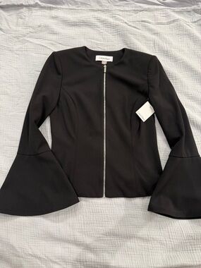 Calvin Klein Black Bell-Sleeve Zip Blazer